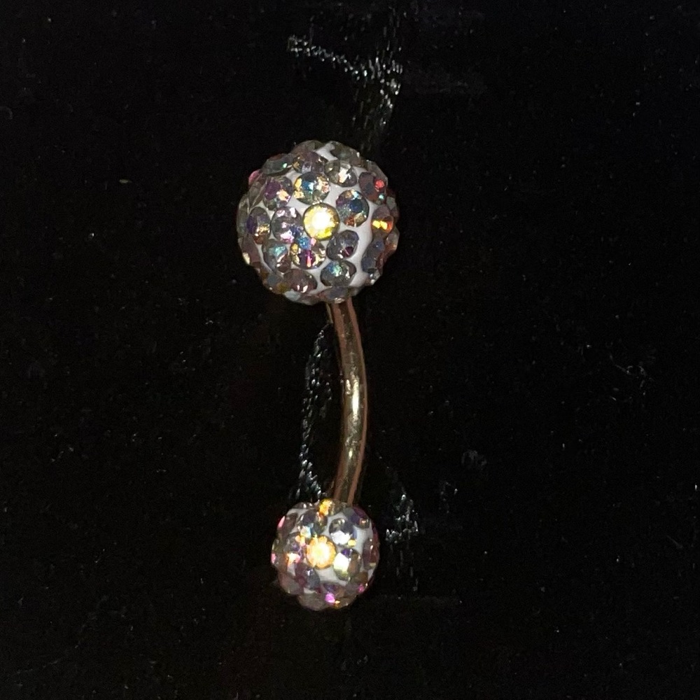 Elegant Gold and Silver Crystal Belly Ring
